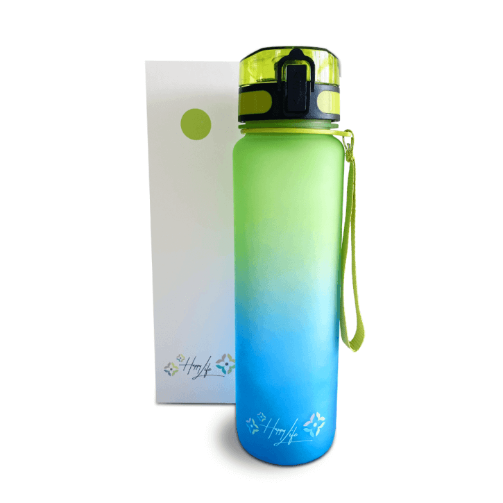 HAPPY LIFE - Premium Trinkflasche - Green/Blue