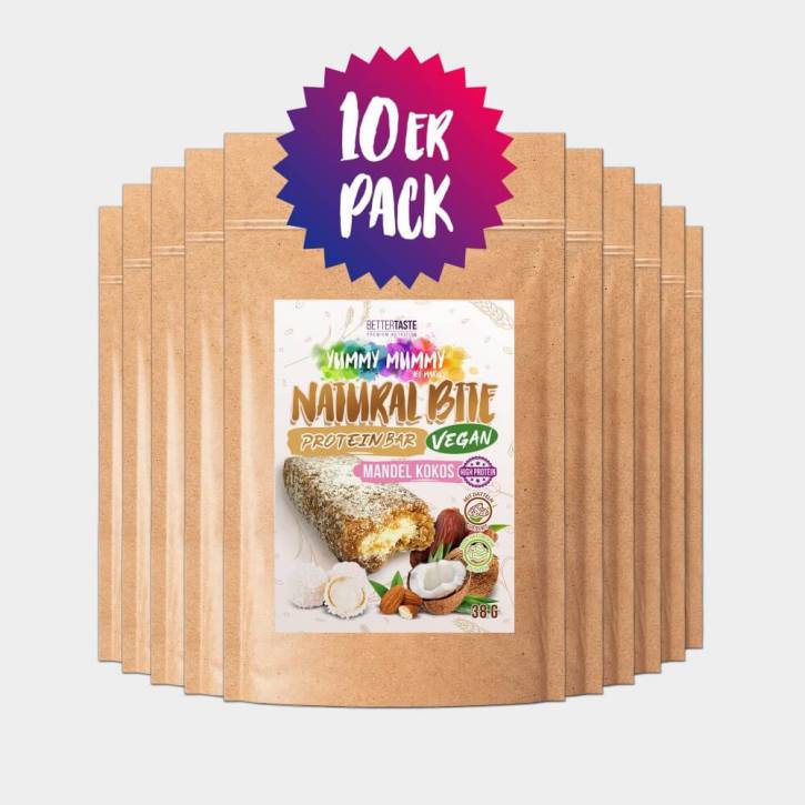 YUMMY MUMMY 10ER SET NATURAL BITE PROTEIN BAR – MANDEL KOKOS