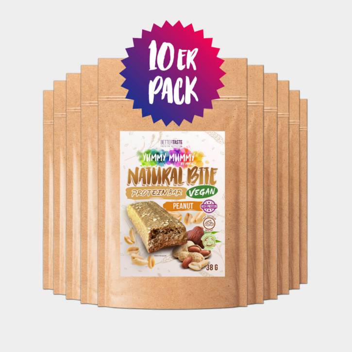 YUMMY MUMMY 10ER SET NATURAL BITE PROTEIN BAR – PEANUT