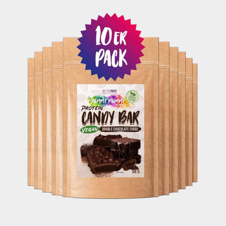 YUMMY MUMMY 10ER SET PROTEIN CANDY BAR – DOUBLE CHOCOLATE FUDGE