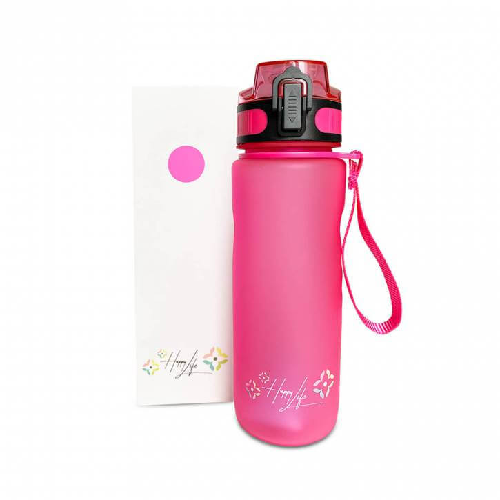 HAPPY LIFE - Premium Trinkflasche Small - Pink