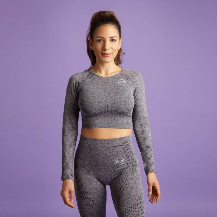 HEART & MOTION - SEAMLESS BASIC LONGSLEEVE STONE GREY