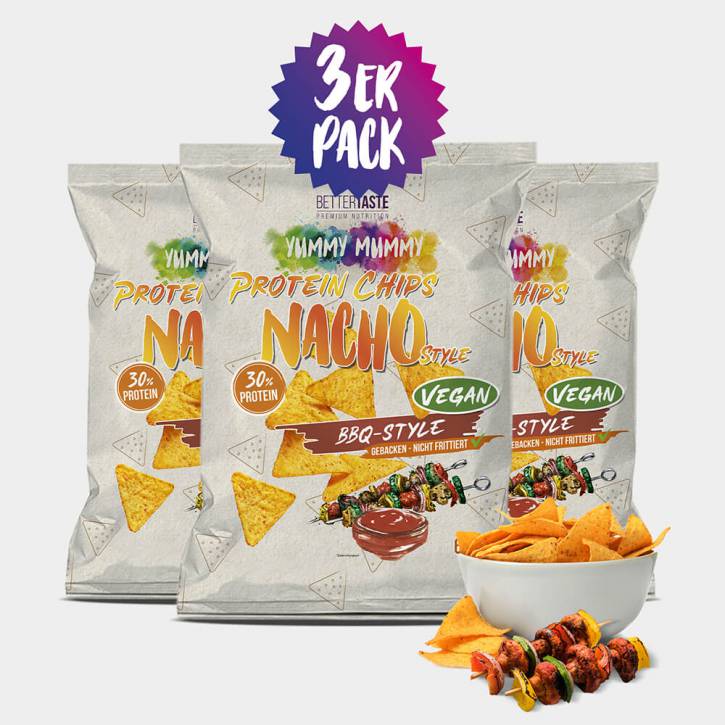 YUMMY MUMMY 3ER SET PROTEIN CHIPS NACHO - BBQ STYLE