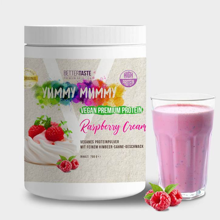 YUMMY MUMMY VEGAN PREMIUM PROTEIN RASPBERRY CREAM