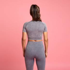 HEART & MOTION – ACID T-SHIRT CROP TOP STONE GREY