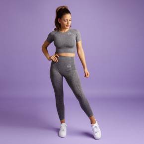 HEART & MOTION - SEAMLESS BASIC T-SHIRT CROP TOP STONE GREY