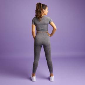 HEART & MOTION - SEAMLESS BASIC T-SHIRT CROP TOP STONE GREY