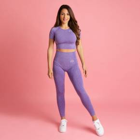 HEART & MOTION - SEAMLESS BASIC T-SHIRT CROP TOP LILAC