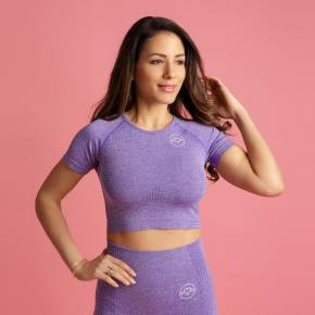 HEART & MOTION - SEAMLESS BASIC T-SHIRT CROP TOP LILAC