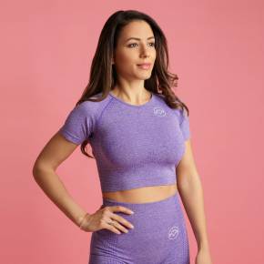 HEART & MOTION - SEAMLESS BASIC T-SHIRT CROP TOP LILAC