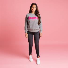 HEART & MOTION - KARMA SWEATER - GREY MELANGE/PINK