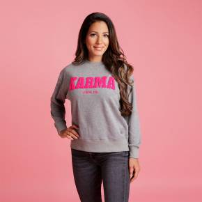 HEART & MOTION - KARMA SWEATER - GREY MELANGE/PINK