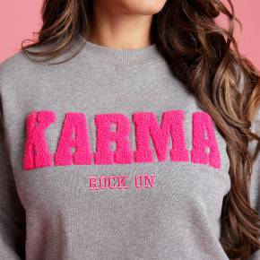 HEART & MOTION - KARMA SWEATER - GREY MELANGE/PINK